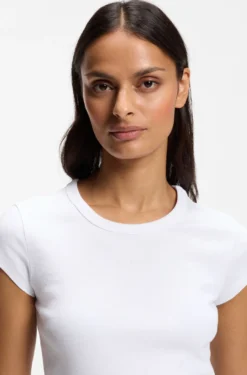 Slim-fit T-shirt in stretch cotton with embroidered logo
