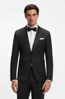 Slim-fit tuxedo jacket with silk-blend trims