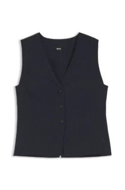 Slim-fit waistcoat in pinstripe stretch crepe