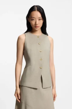 Slim-fit waistcoat in virgin wool