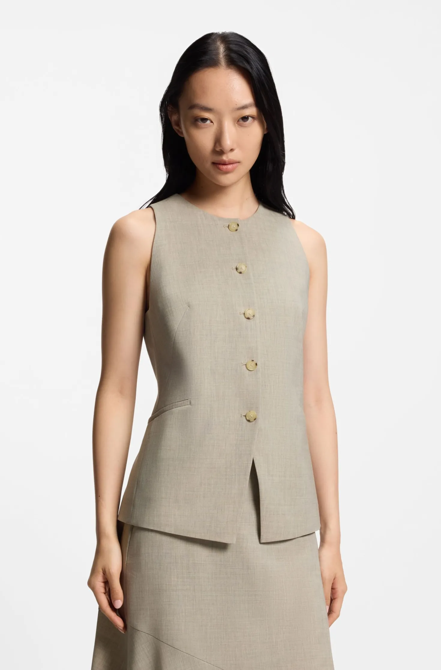 Slim-fit waistcoat in virgin wool