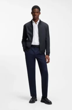 Slim-fit zip-up jacket in stretch-cotton twill