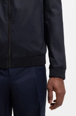Slim-fit zip-up jacket in stretch-cotton twill