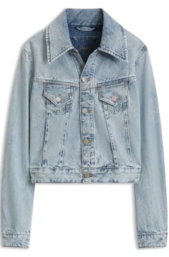 Slim trucker jacket with marble-wash denim