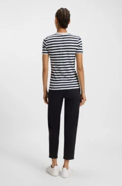 Slub-cotton T-shirt with horizontal stripe