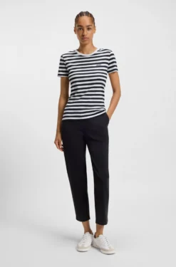 Slub-cotton T-shirt with horizontal stripe