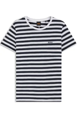 Slub-cotton T-shirt with horizontal stripe
