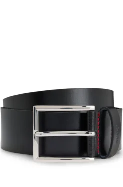 Smooth-leather belt with polished hardware