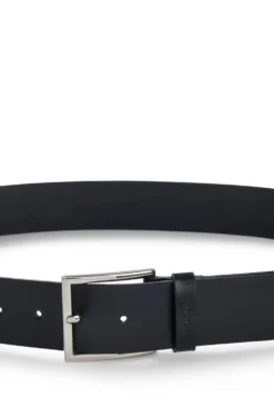 Smooth-leather belt with polished hardware