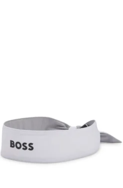 Sports headband in stretch twill with printed logo