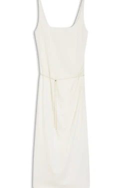Square-neck dress with golden chain belt