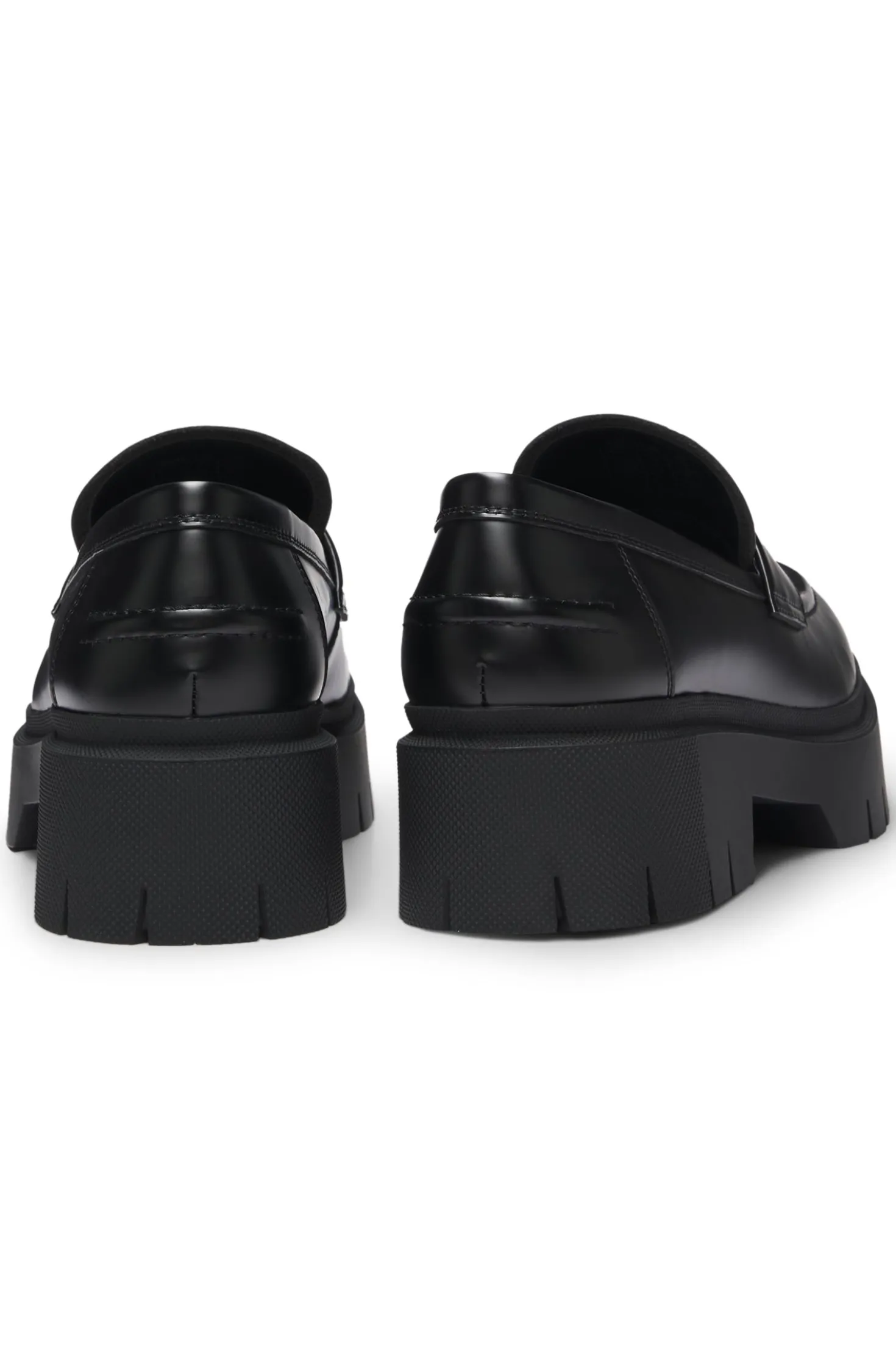 Stacked-logo loafers in faux leather