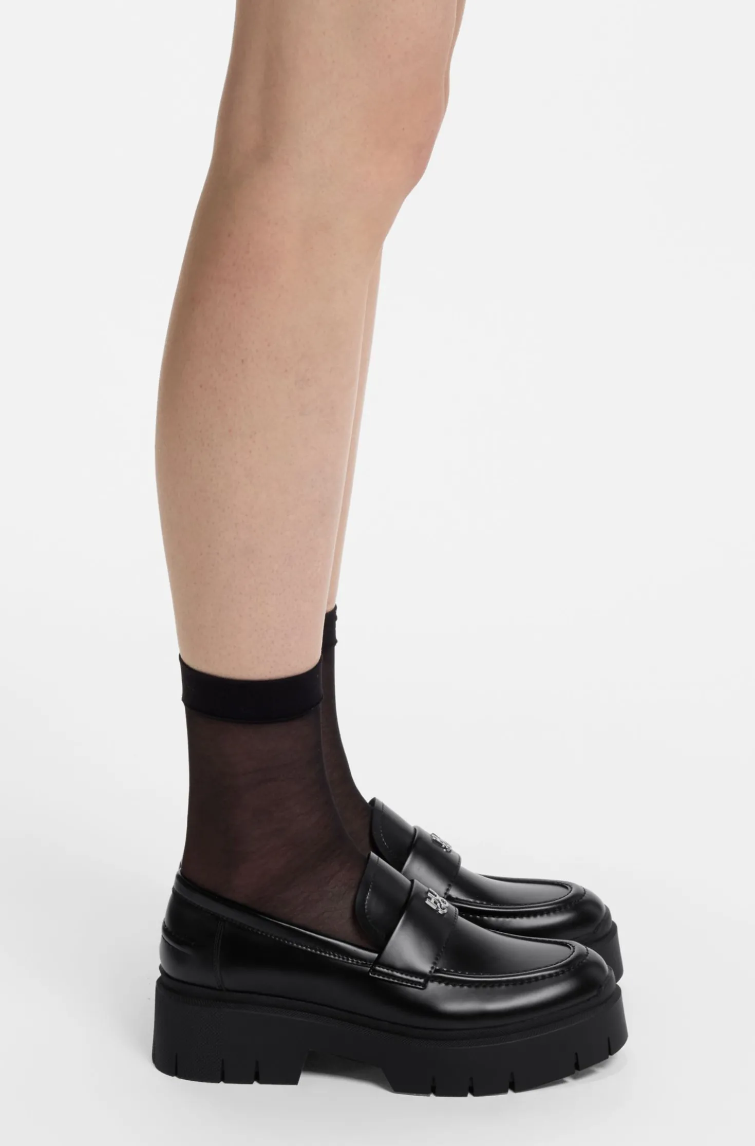 Stacked-logo loafers in faux leather