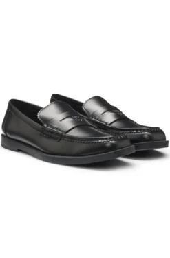 Stacked-logo loafers in faux leather