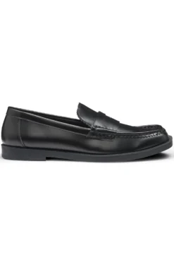 Stacked-logo loafers in faux leather