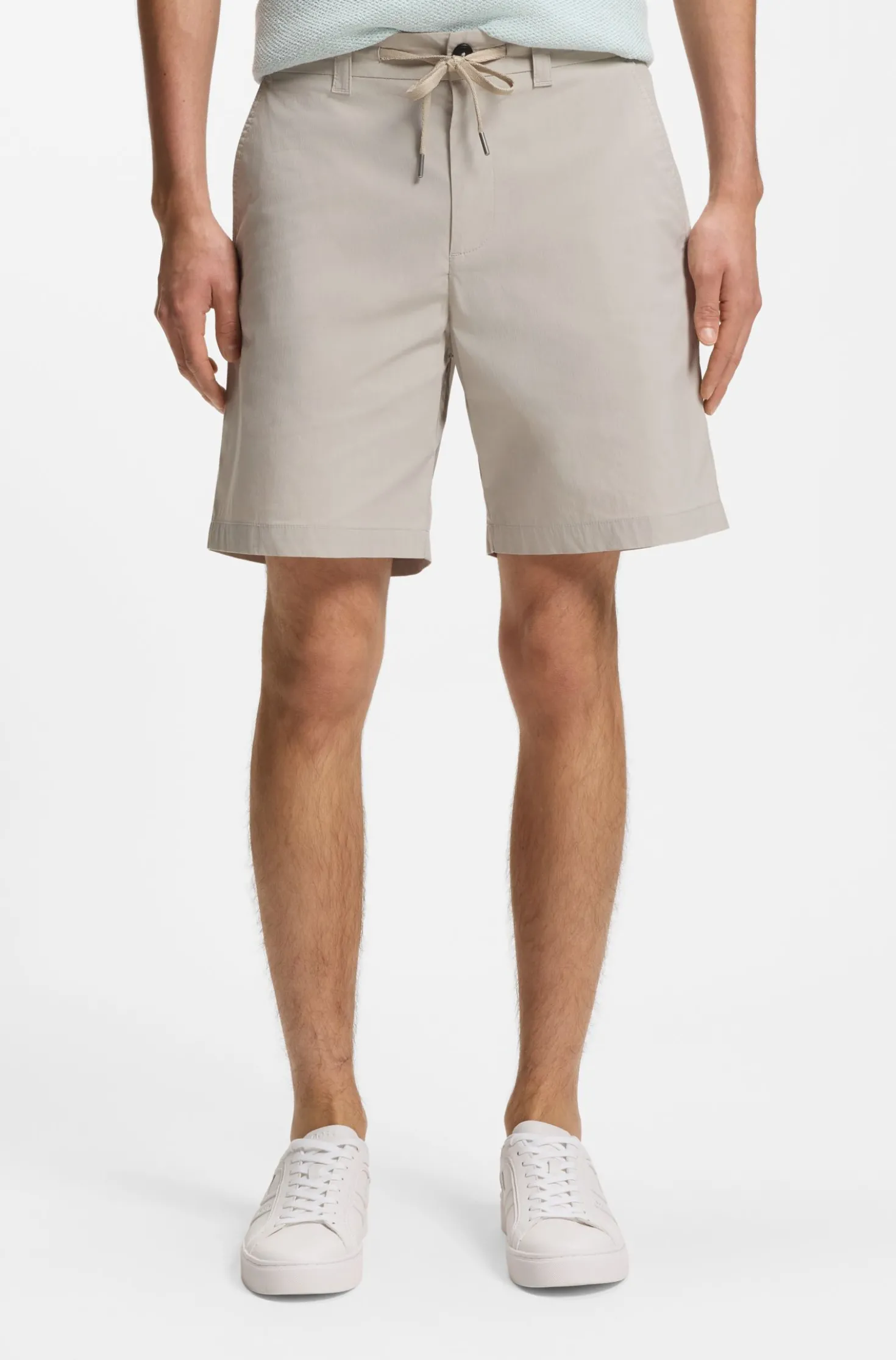 Straight-fit chino shorts in cotton-blend poplin