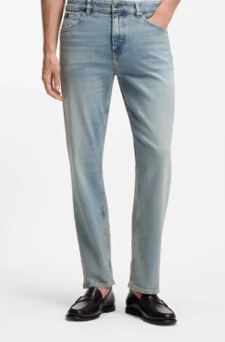 Straight-fit jeans in blue stretch denim