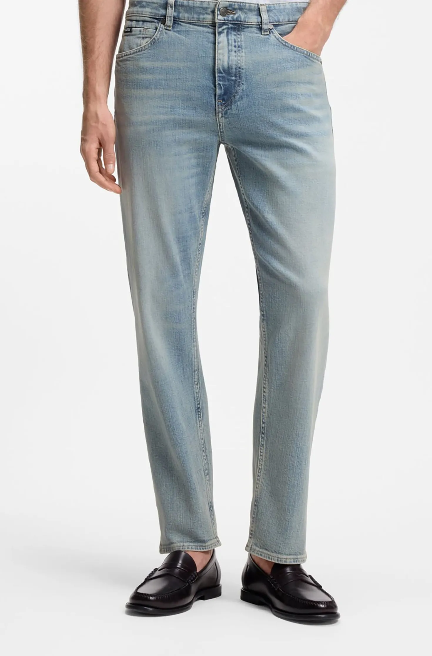Straight-fit jeans in blue stretch denim