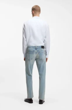 Straight-fit jeans in blue stretch denim