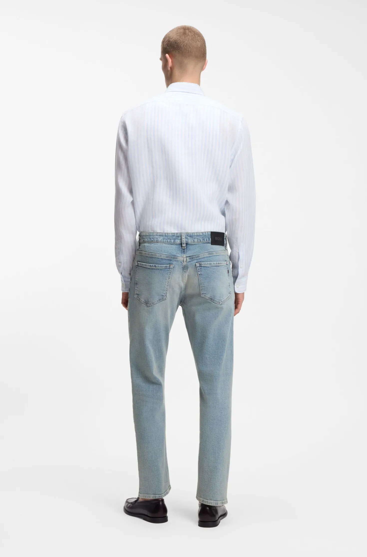 Straight-fit jeans in blue stretch denim