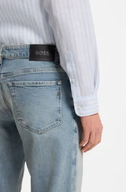 Straight-fit jeans in blue stretch denim