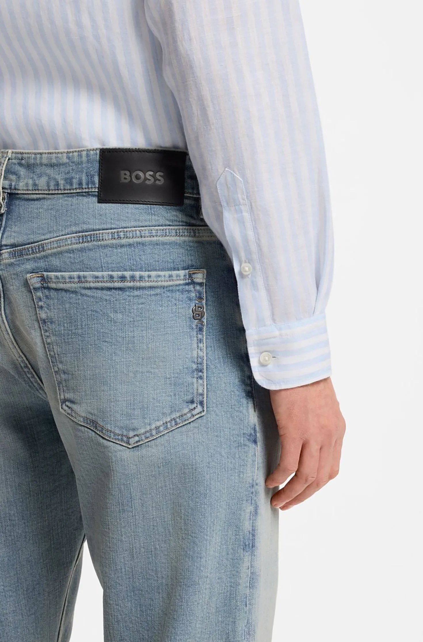 Straight-fit jeans in blue stretch denim