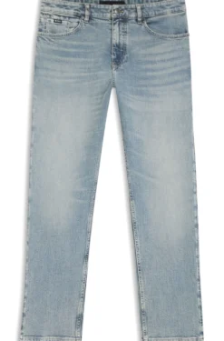 Straight-fit jeans in blue stretch denim