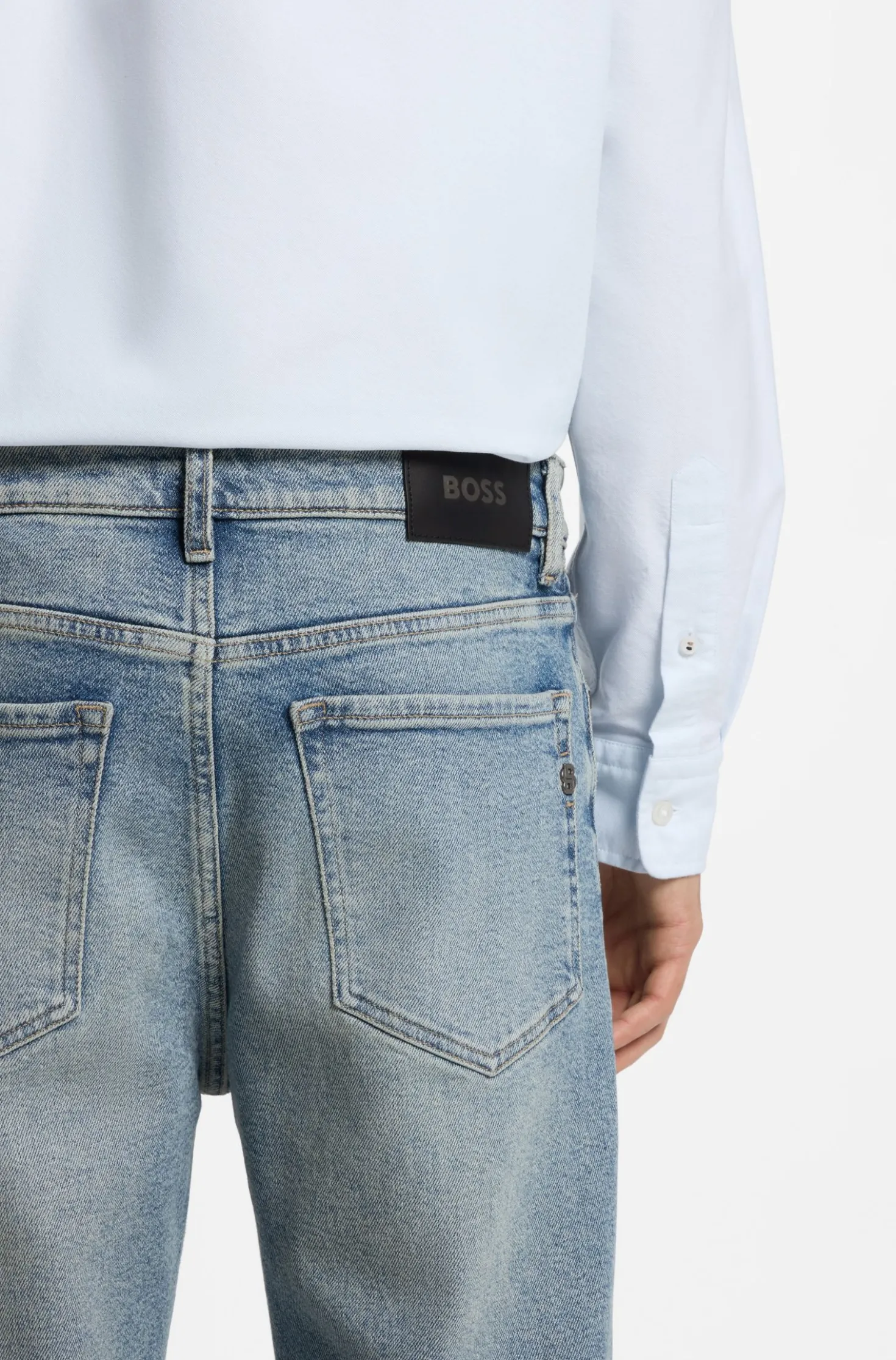 Straight-fit jeans in bright-blue stretch denim