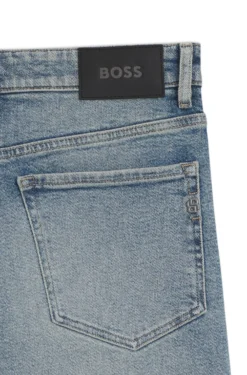 Straight-fit jeans in bright-blue stretch denim