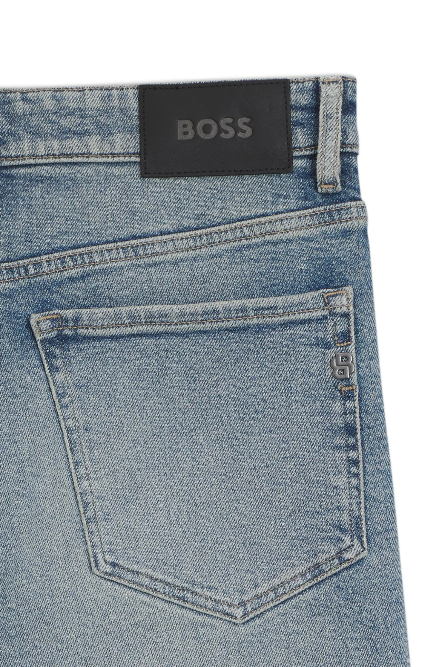 Straight-fit jeans in bright-blue stretch denim