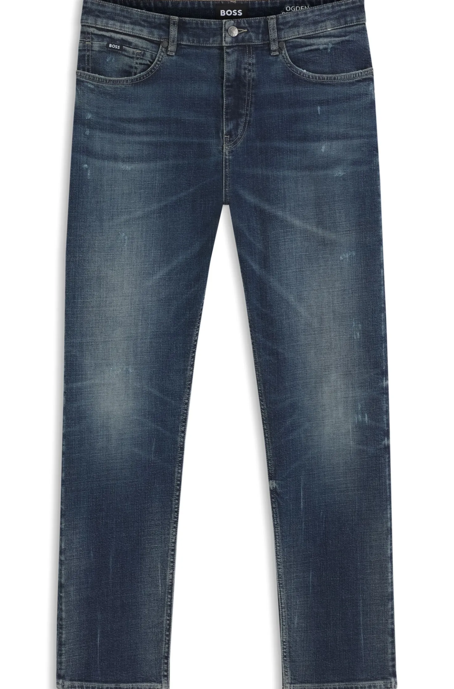Straight-fit jeans in dark-blue stretch denim