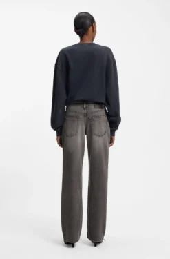Straight-fit jeans in grey denim with buttoned fly