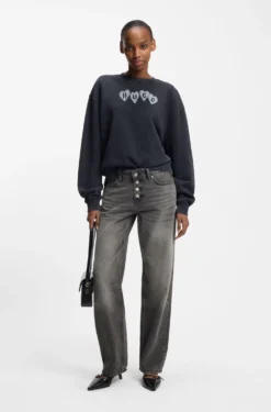 Straight-fit jeans in grey denim with buttoned fly
