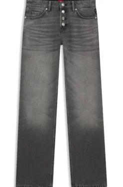 Straight-fit jeans in grey denim with buttoned fly