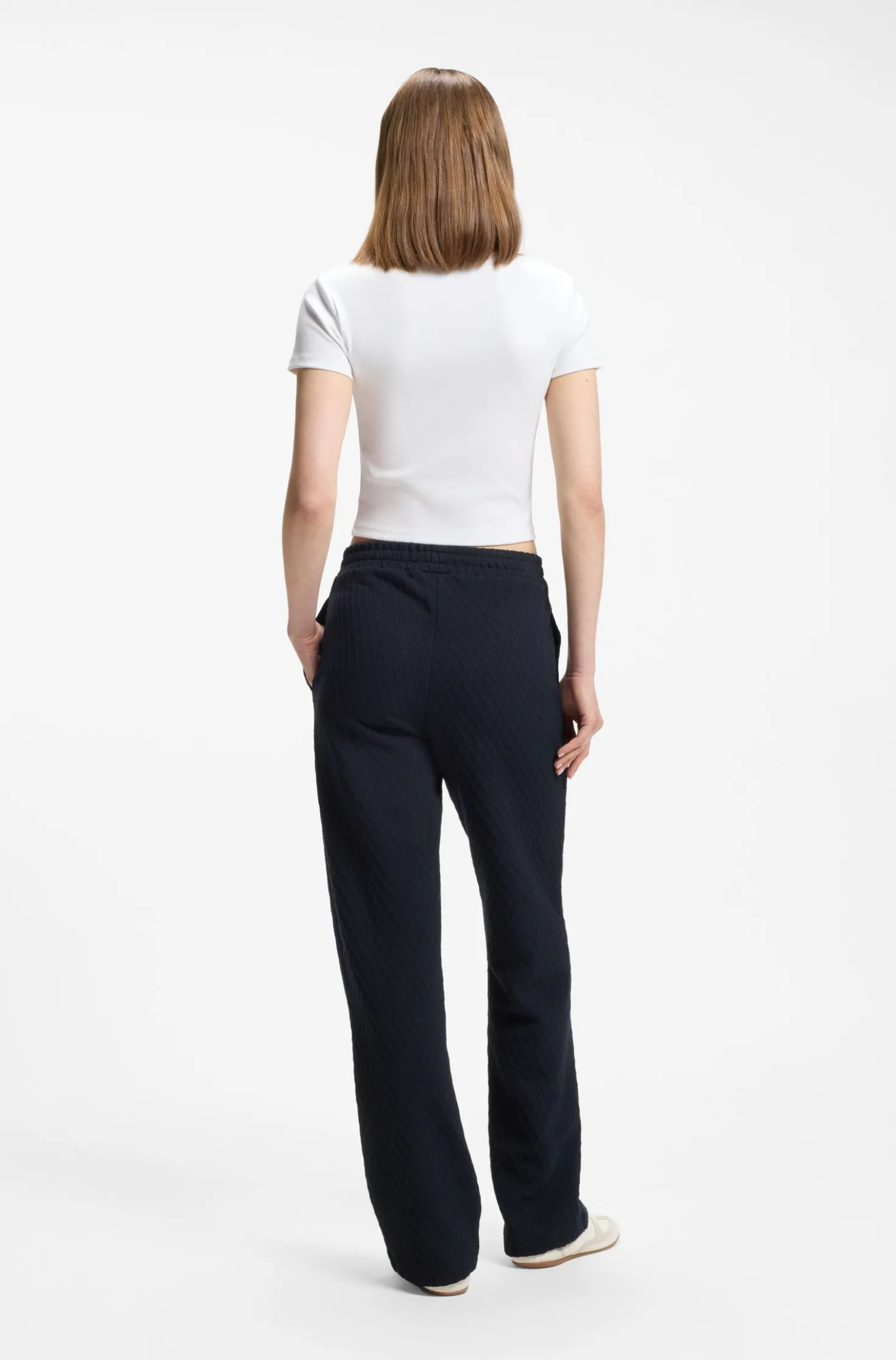 Straight-fit tracksuit bottoms in diamond jacquard