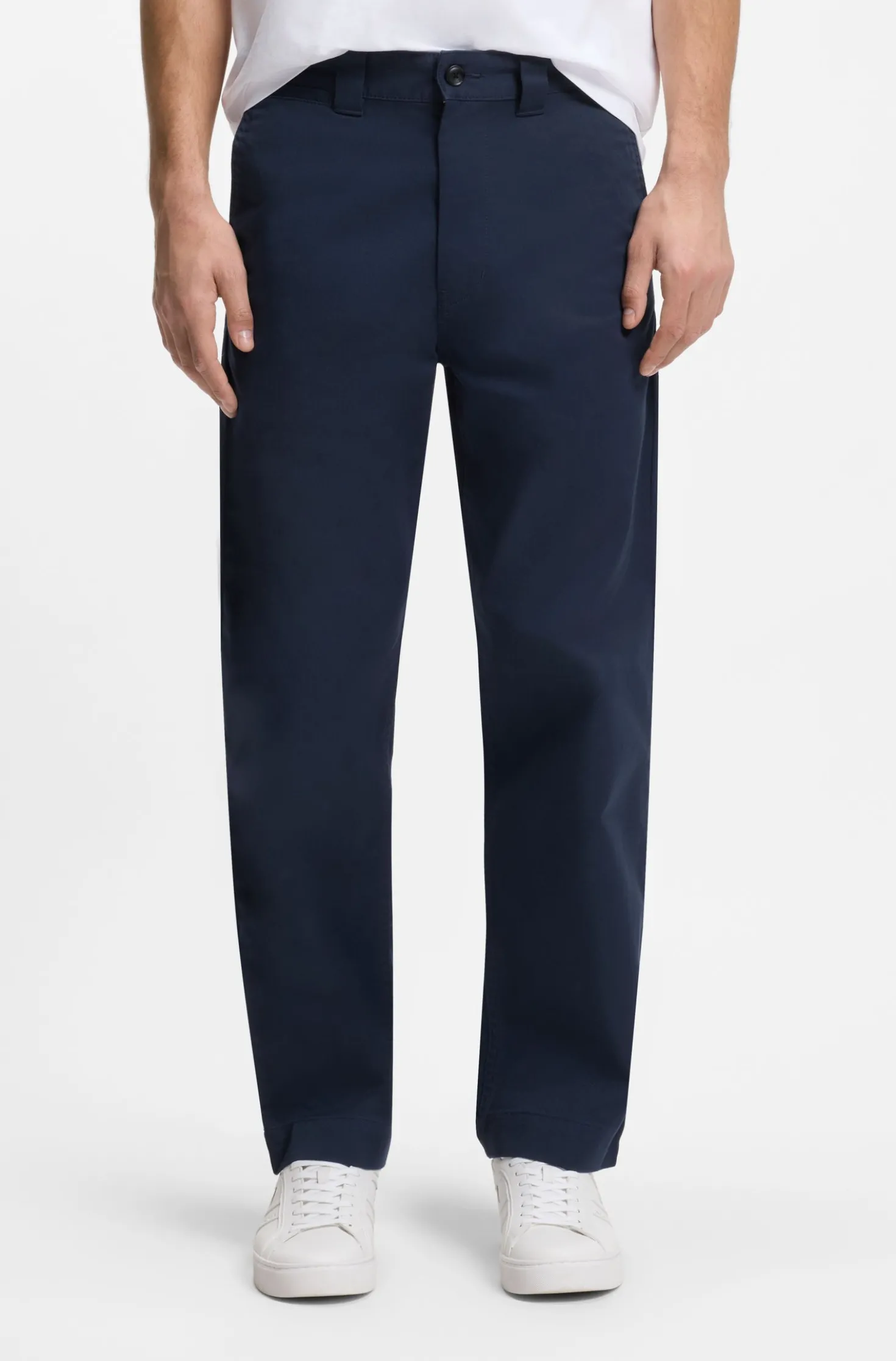 Straight-fit trousers in cotton-blend twill
