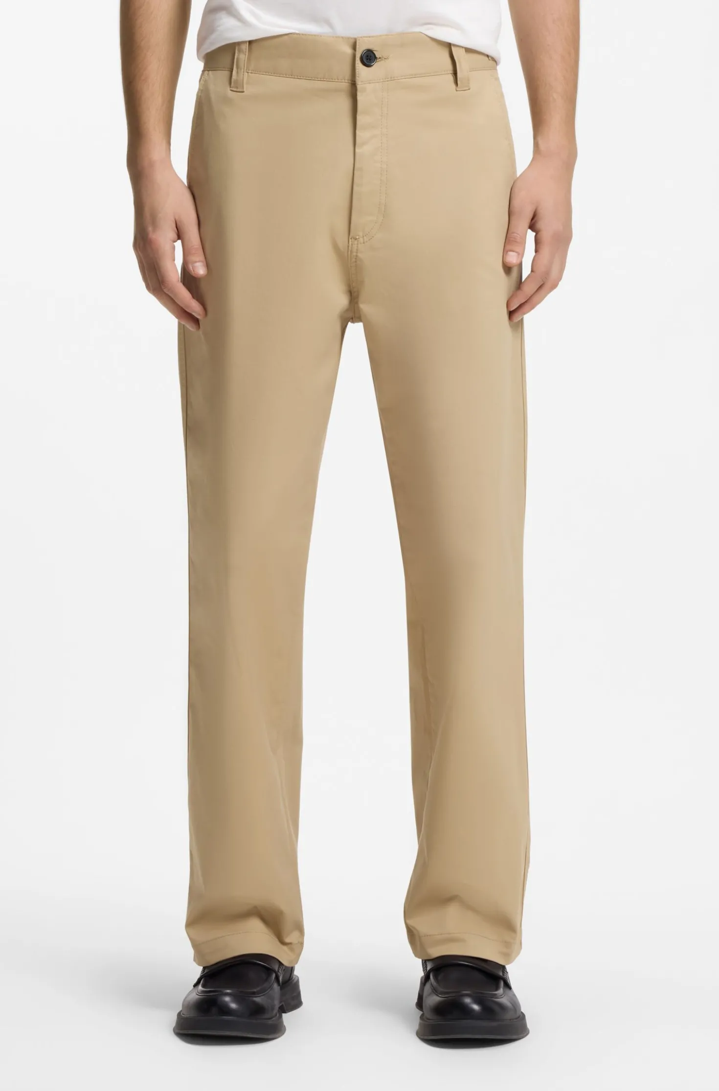 Straight-fit trousers in mercerised stretch cotton