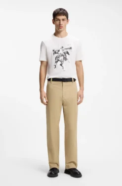Straight-fit trousers in mercerised stretch cotton