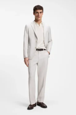 Straight-fit trousers in virgin wool and cotton