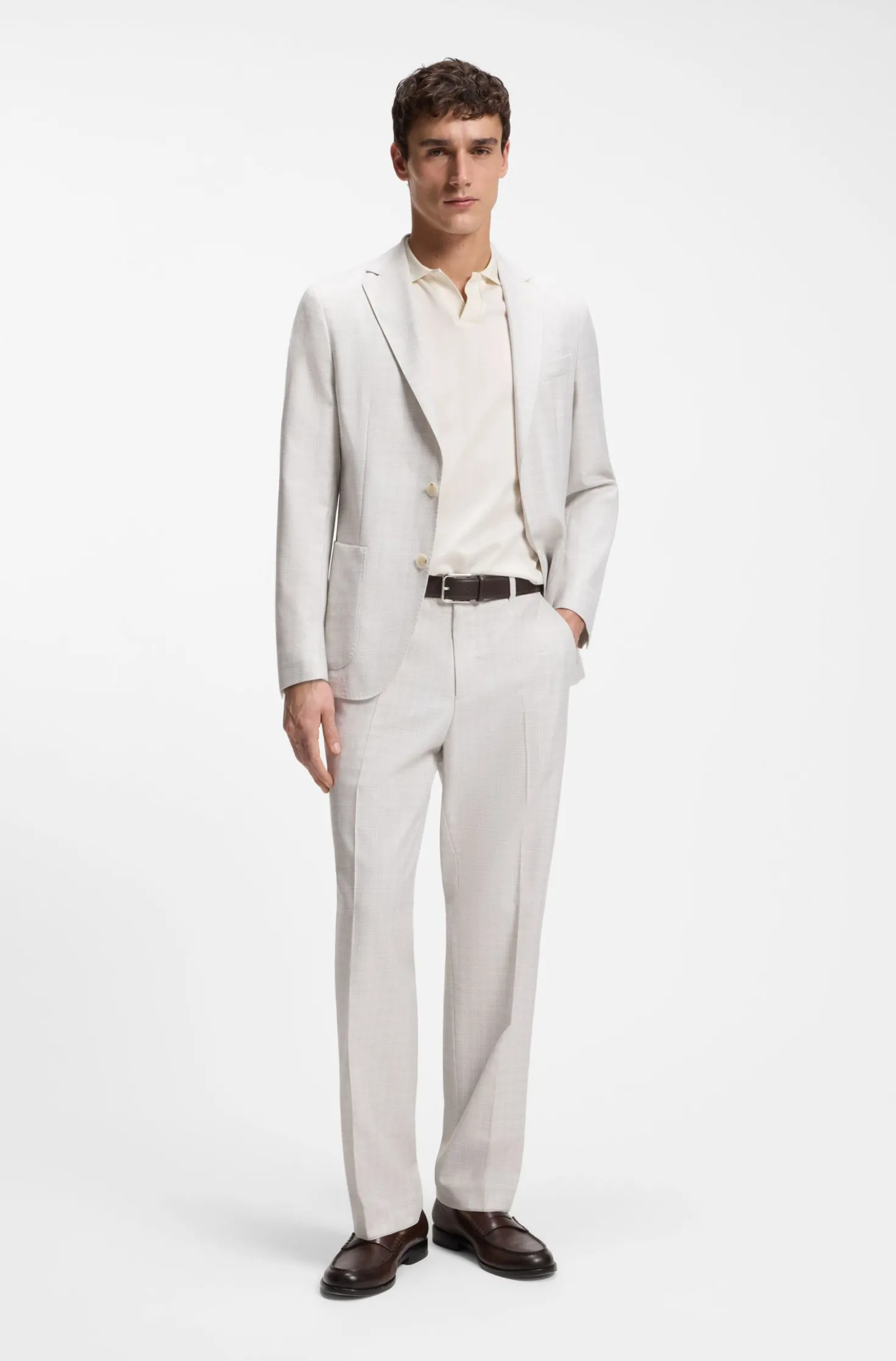 Straight-fit trousers in virgin wool and cotton