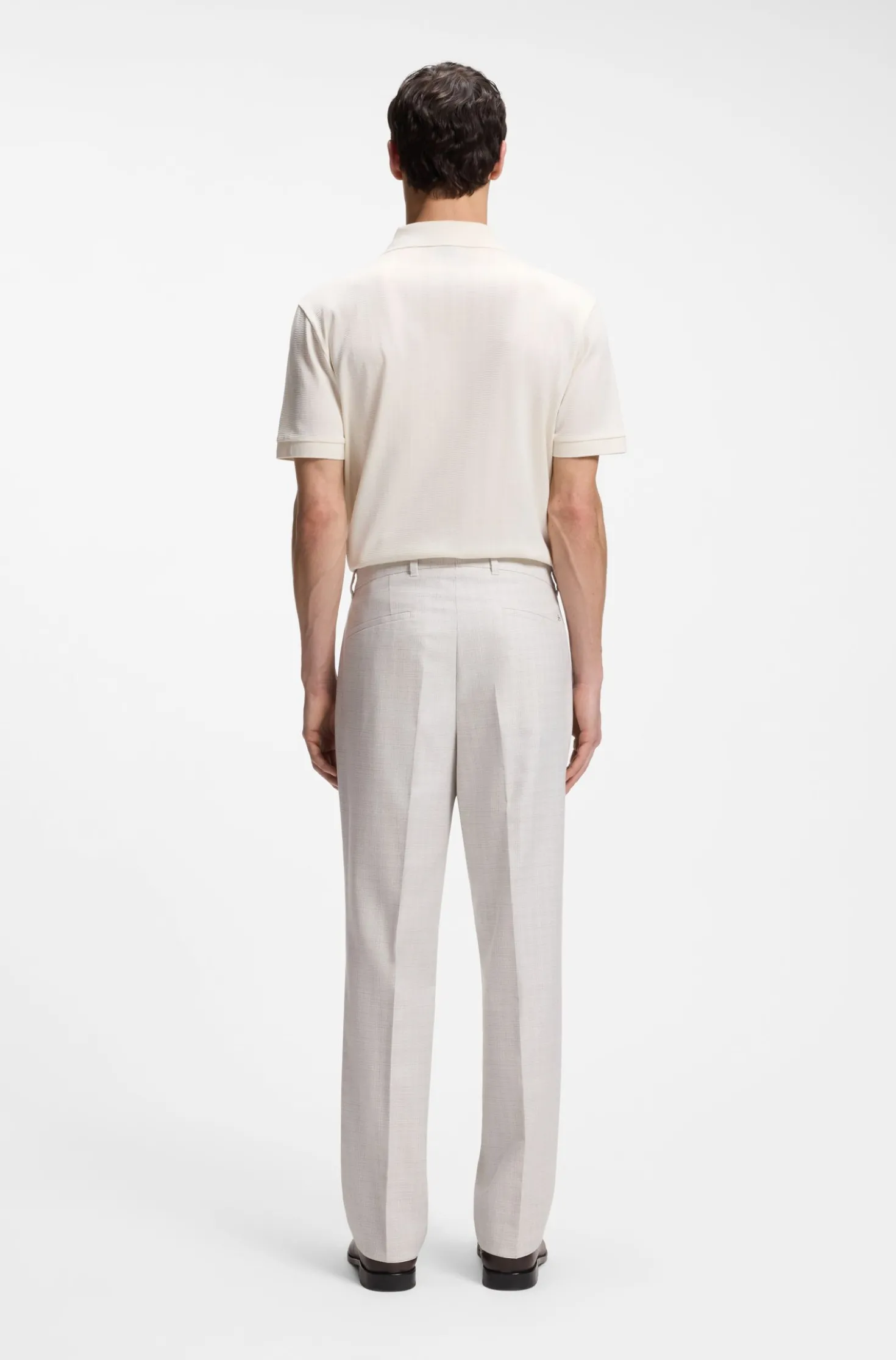 Straight-fit trousers in virgin wool and cotton