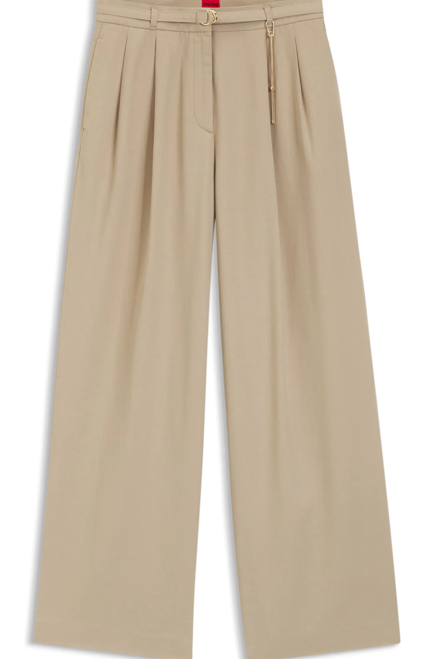 Straight-fit trousers with gold-tone carabiner chain
