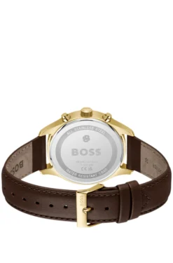 Stratus chronograph watch with brown leather strap