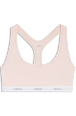 Stretch-cotton bralette with repeat logos