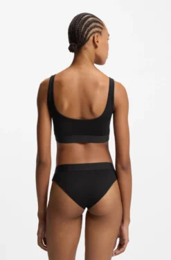Stretch-cotton bralette with red logo label