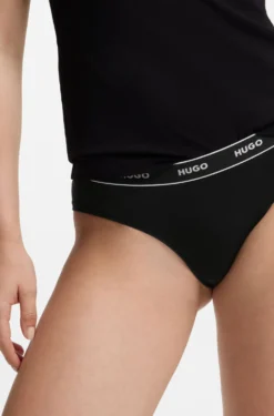 Stretch-cotton briefs with logo waistband