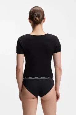 Stretch-cotton briefs with logo waistband