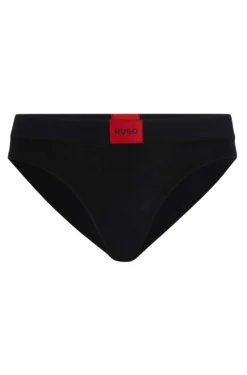 Stretch-cotton briefs with red logo label