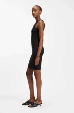 Stretch-cotton dress with Happy HUGO