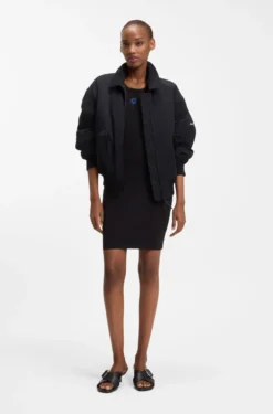 Stretch-cotton dress with Happy HUGO